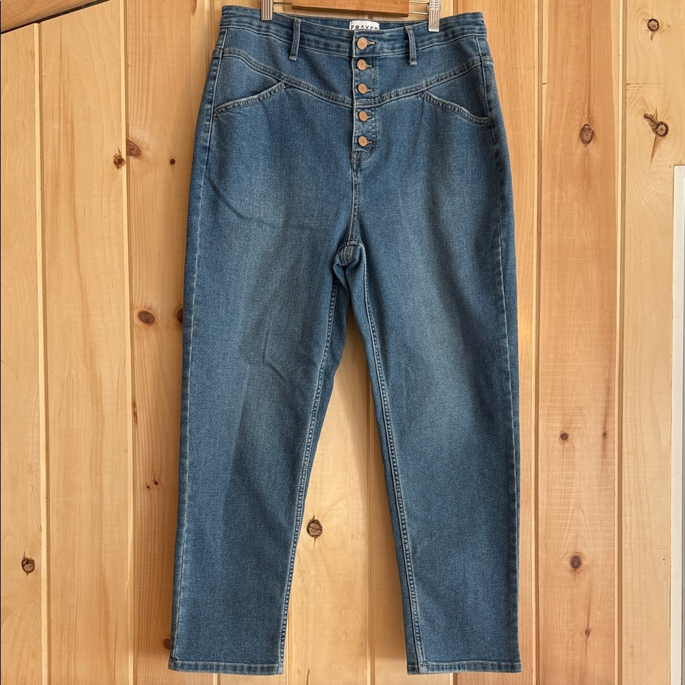 Frayed Jeans High Rise Tapered Button Fly Denim - Size 12/31